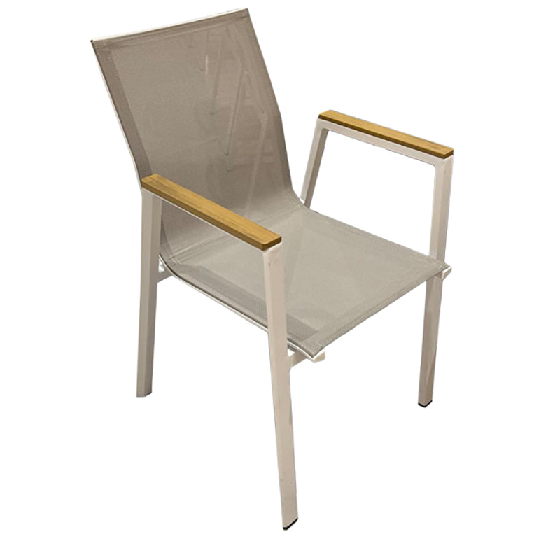 Metal Dining Armchair Tropical Stacking Outdoor Chair Arm Chair