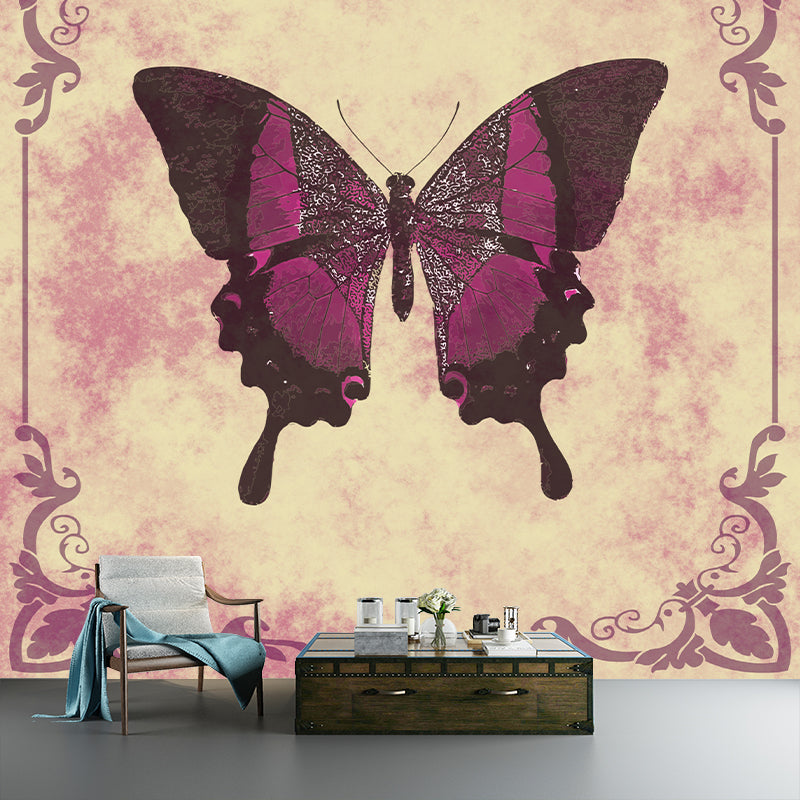 Butterfly Pattern Mildew Resistant Mural Illustration Sitting Room Wall Mural