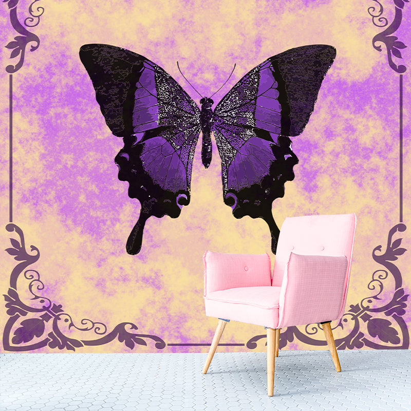 Butterfly Pattern Mildew Resistant Mural Illustration Sitting Room Wall Mural