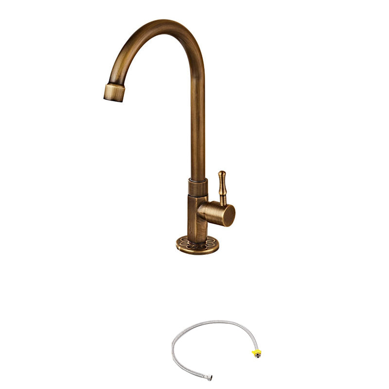 Traditional Kitchen Faucet Copper Gooseneck Gold Single Handle Standard Kitchen Faucets