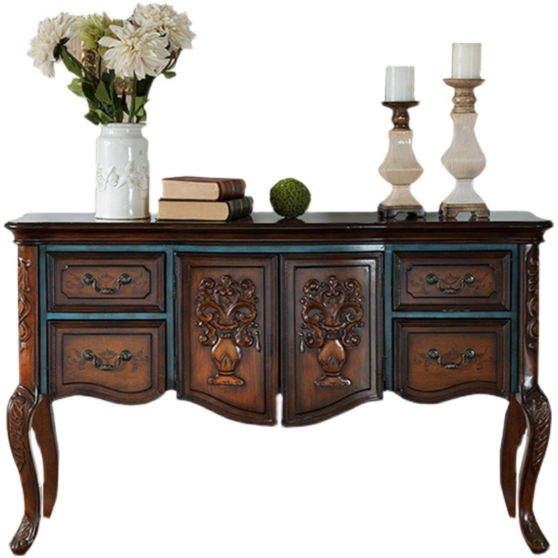 Solid Wood 35.4" Tall 2 - Door Accent Cabinet, Industrial Accent Cabinet with 4 Drawers