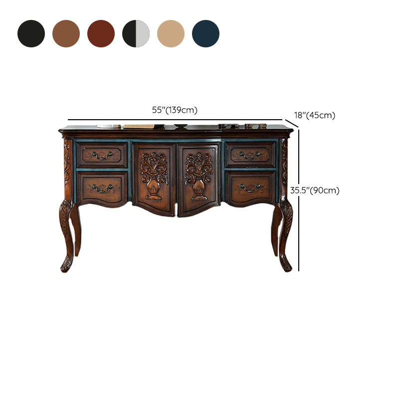 Solid Wood 35.4" Tall 2 - Door Accent Cabinet, Industrial Accent Cabinet with 4 Drawers