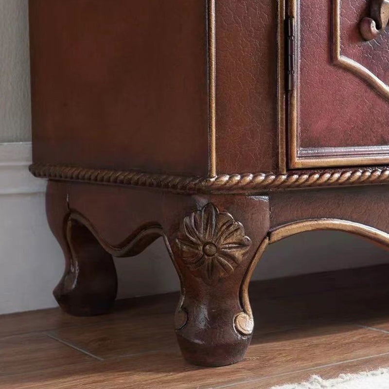 Distressed Wood Industrial Storage Cabinet, Solid Wood Rectangle Cabinet