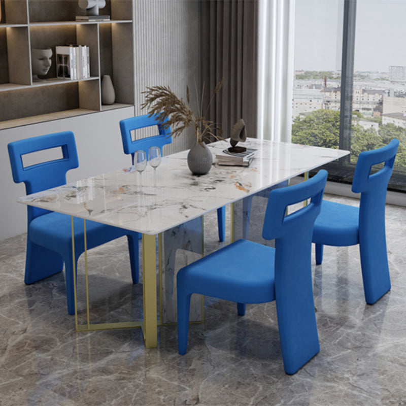 Glam Style Dinette Set 1/5 Pcs Rectangle Stone Dinette Table with Dining Chair