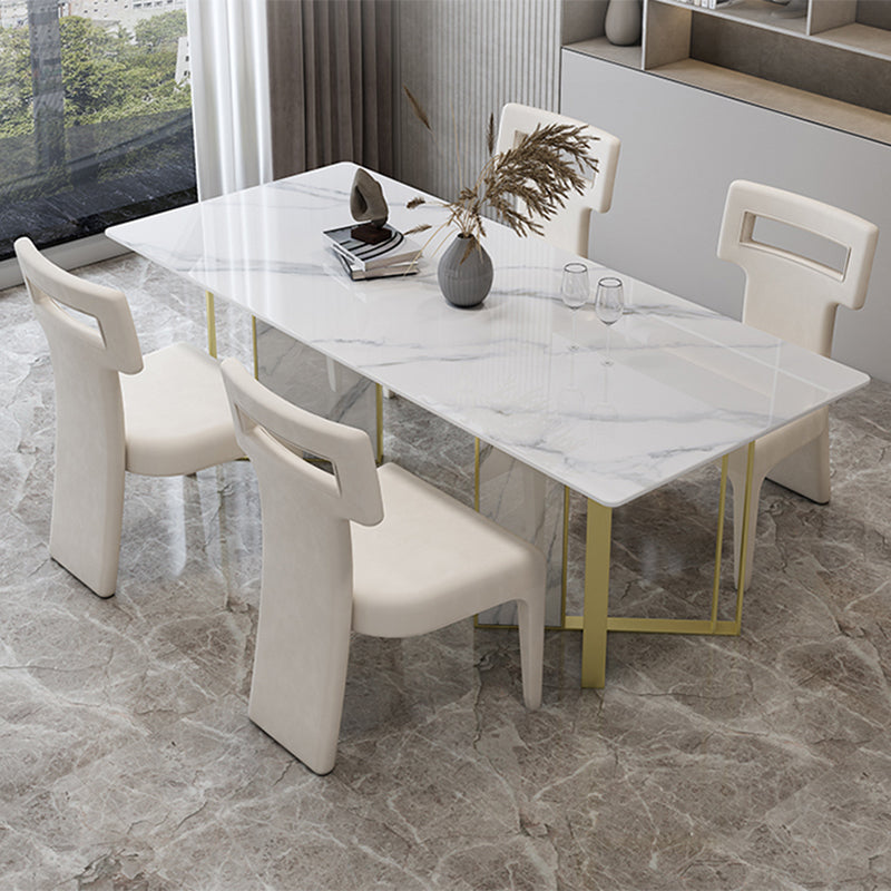 Glam Style Dinette Set 1/5 Pcs Rectangle Stone Dinette Table with Dining Chair