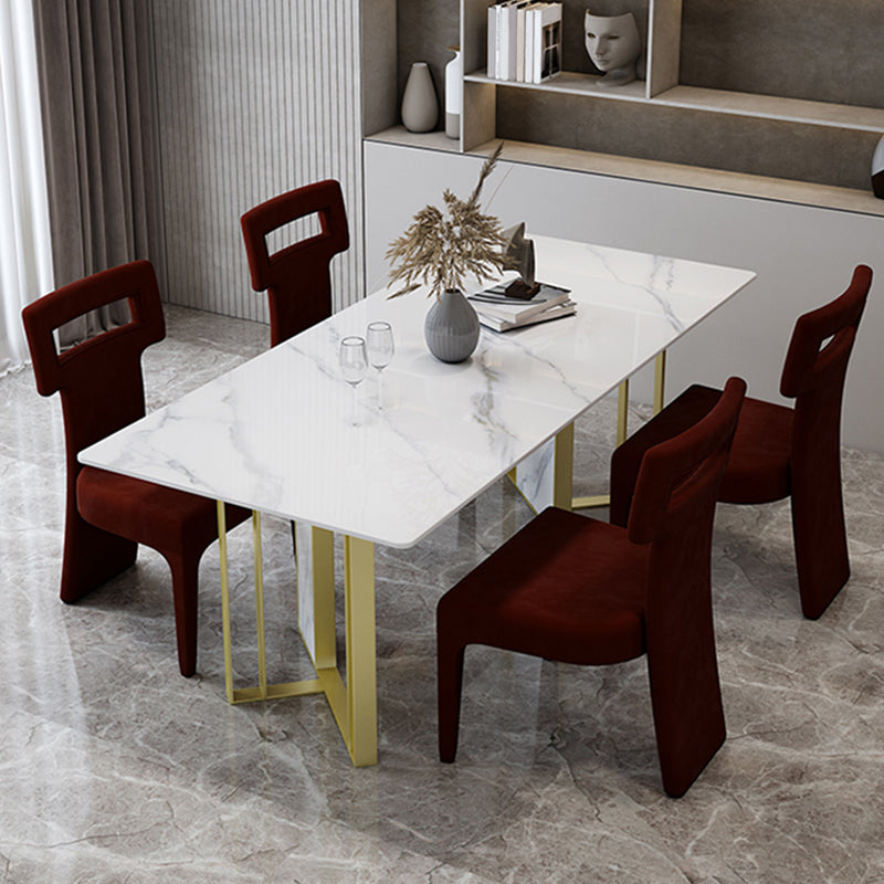 Glam Style Dinette Set 1/5 Pcs Rectangle Stone Dinette Table with Dining Chair