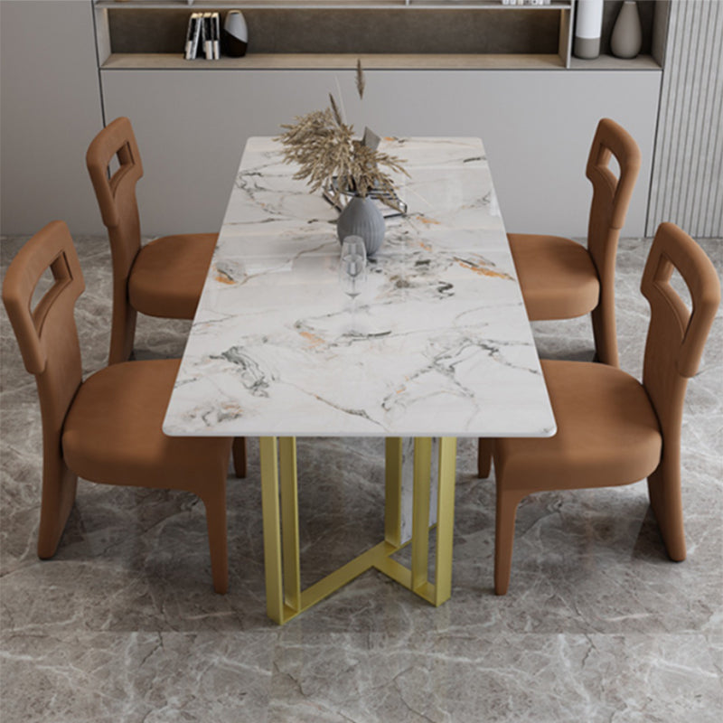 Glam Style Dinette Set 1/5 Pcs Rectangle Stone Dinette Table with Dining Chair