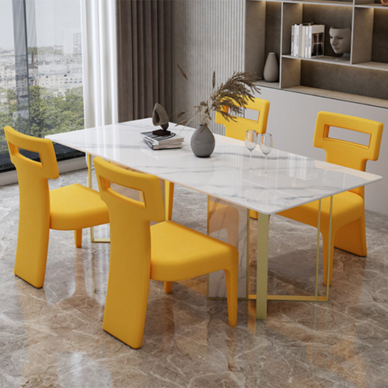 Glam Style Dinette Set 1/5 Pcs Rectangle Stone Dinette Table with Dining Chair