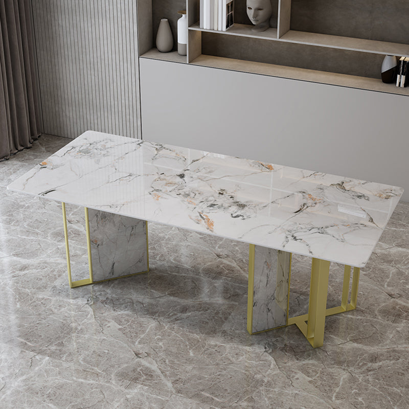 Glam Style Dinette Set 1/5 Pcs Rectangle Stone Dinette Table with Dining Chair