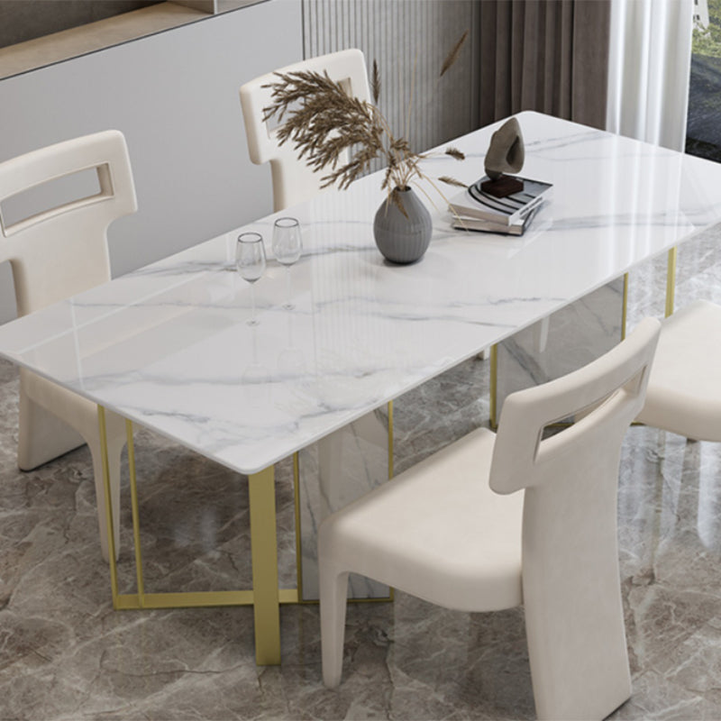 Glam Style Dinette Set 1/5 Pcs Rectangle Stone Dinette Table with Dining Chair