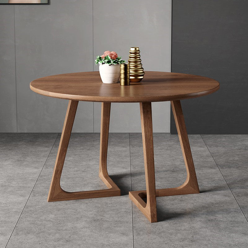 Round Dinette Set with Wooden Chairs 1/2/3/5 Pcs Brown Wood Dining Set for Home