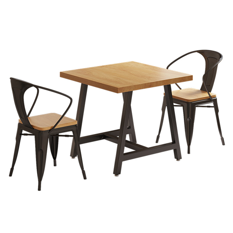 Industrial Rectangle Dining Table Set 1/2/3/5 Pieces with Metal Base Kitchen Furniture Set