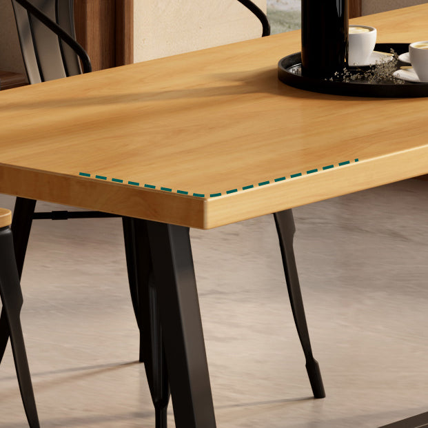 Industrial Rectangle Dining Table Set 1/2/3/5 Pieces with Metal Base Kitchen Furniture Set