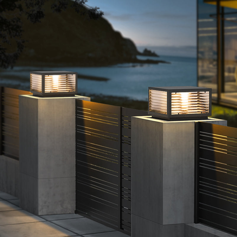Modern Simple Metal Outdoor Light Square Shape Waterproof Pillar Lamp for Outdoor