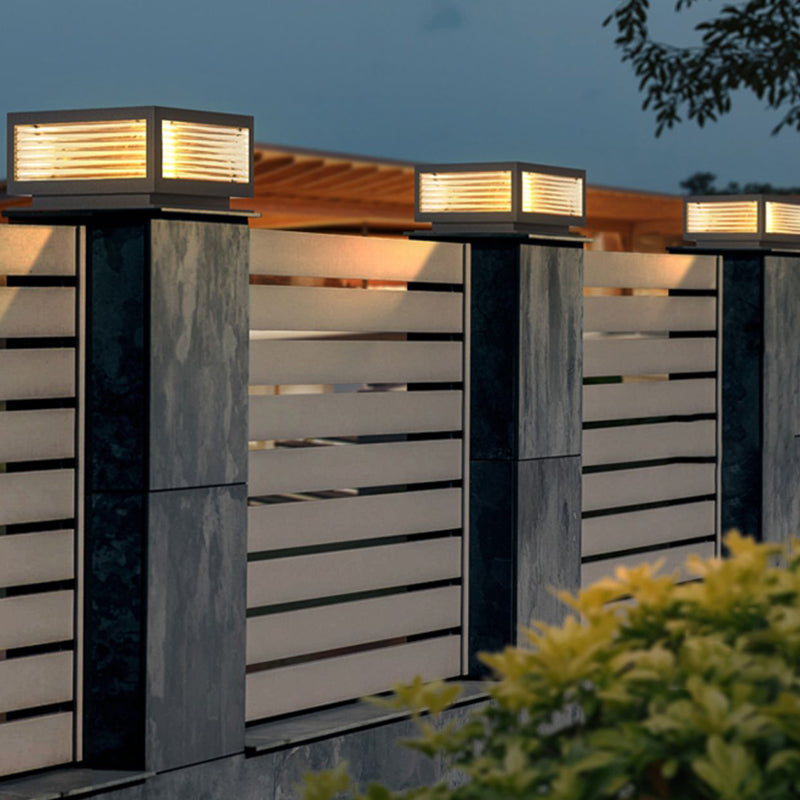 Modern Simple Metal Outdoor Light Square Shape Waterproof Pillar Lamp for Outdoor