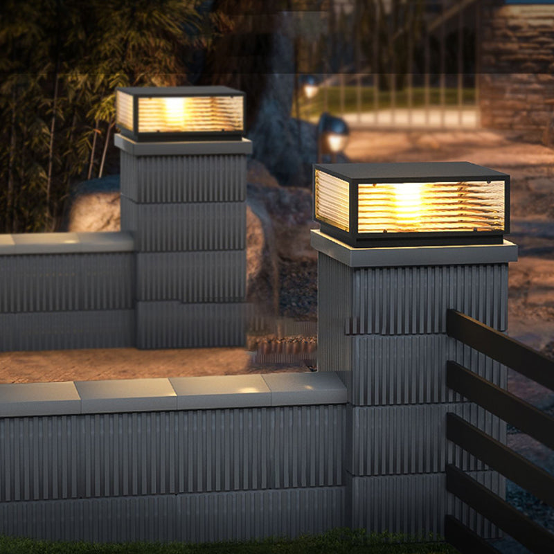 Modern Simple Metal Outdoor Light Square Shape Waterproof Pillar Lamp for Outdoor