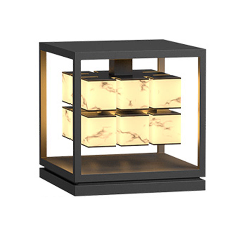 Modern Simple Metal Outdoor Light Cube Shape Waterproof Pillar Lamp for Outdoor