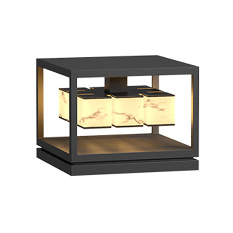 Modern Simple Metal Outdoor Light Cube Shape Waterproof Pillar Lamp for Outdoor