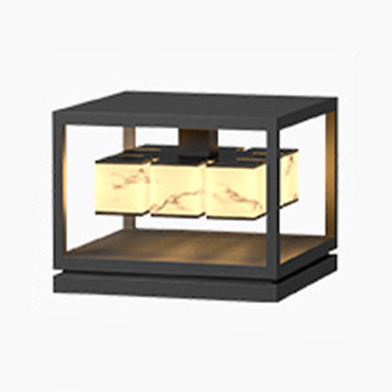 Modern Simple Metal Outdoor Light Cube Shape Waterproof Pillar Lamp for Outdoor