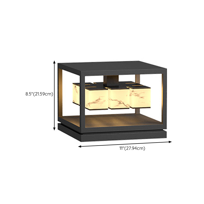 Modern Simple Metal Outdoor Light Cube Shape Waterproof Pillar Lamp for Outdoor