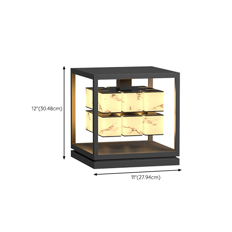 Modern Simple Metal Outdoor Light Cube Shape Waterproof Pillar Lamp for Outdoor