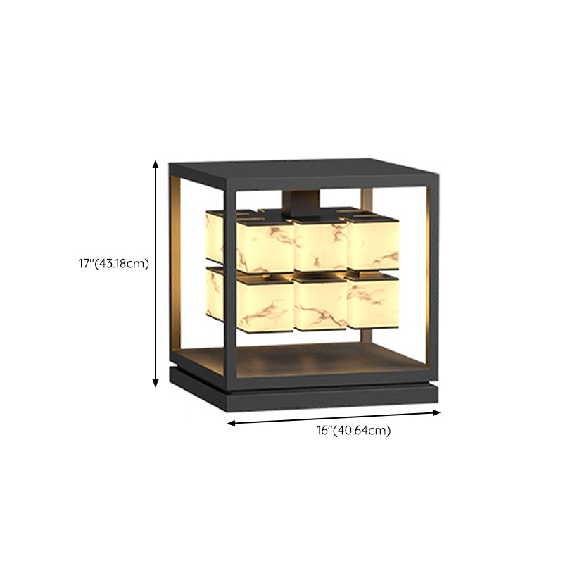 Modern Simple Metal Outdoor Light Cube Shape Waterproof Pillar Lamp for Outdoor