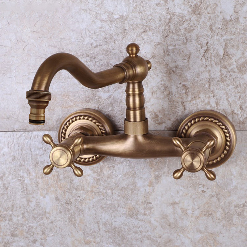 Brass Wide Spread Bathroom Faucet Industrial Lever Lavatory Faucet