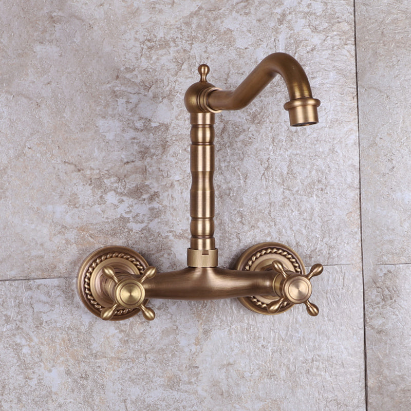 Brass Wide Spread Bathroom Faucet Industrial Lever Lavatory Faucet