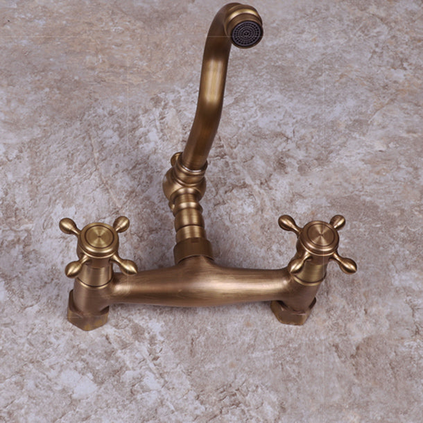 Brass Wide Spread Bathroom Faucet Industrial Lever Lavatory Faucet