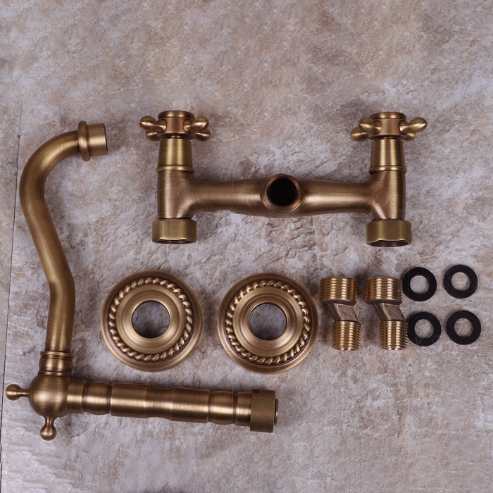 Brass Wide Spread Bathroom Faucet Industrial Lever Lavatory Faucet
