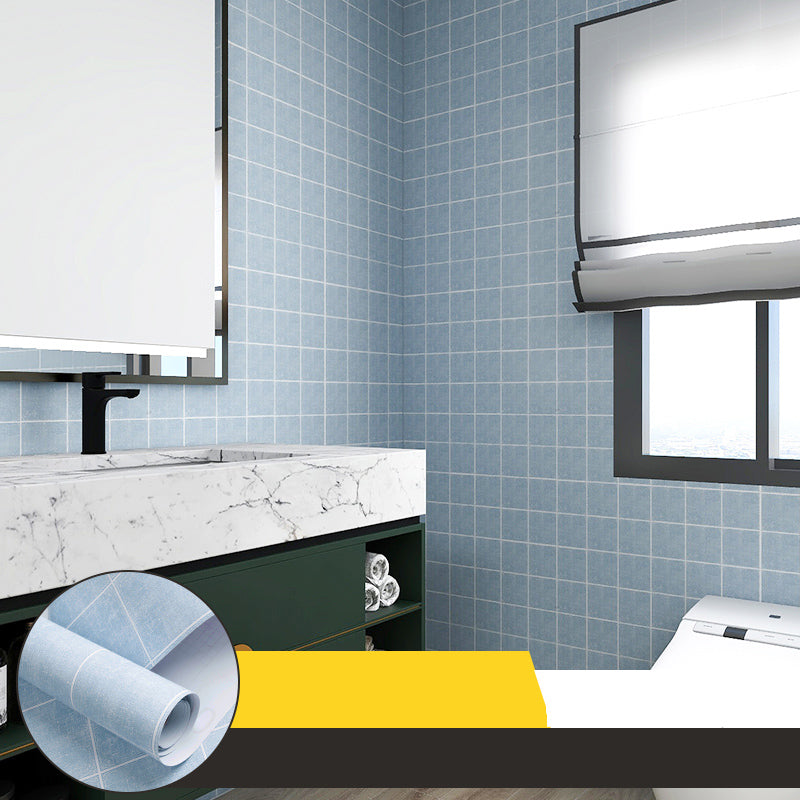 Grid Mosaic Peel & Stick Tile Scratch Resistant Wallpaper for Bathroom Backsplash