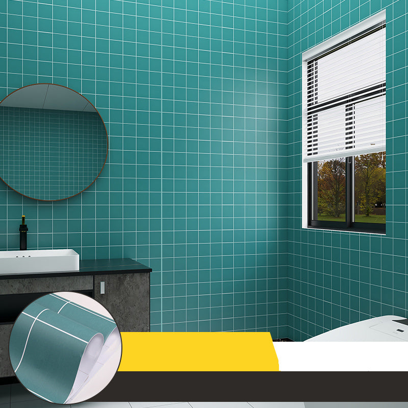 Grid Mosaic Peel & Stick Tile Scratch Resistant Wallpaper for Bathroom Backsplash