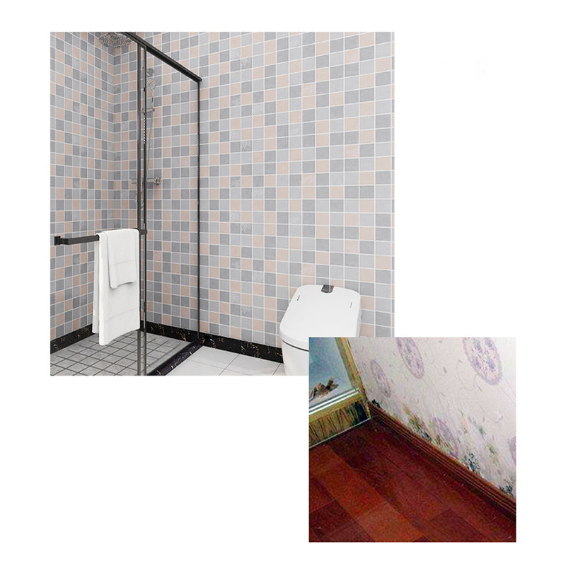 Grid Mosaic Peel & Stick Tile Scratch Resistant Wallpaper for Bathroom Backsplash