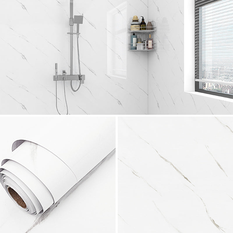 Marbling Scratch Resistant Tile PVC Singular Peel & Stick Tile for Bathroom Backsplash