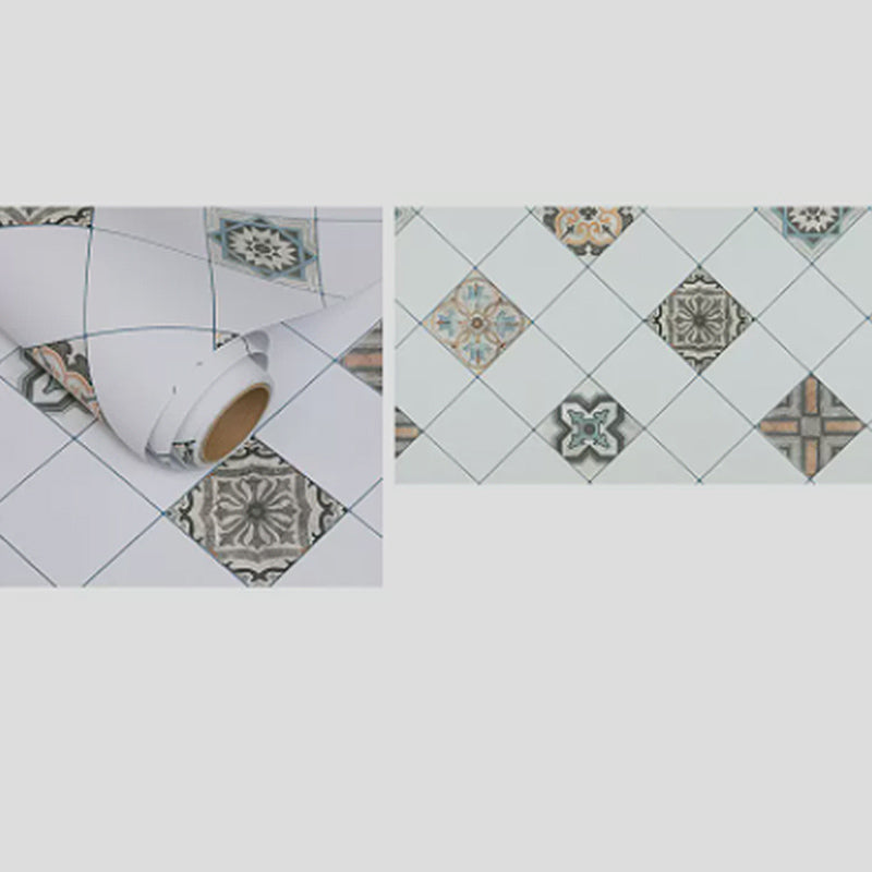 Grid Mosaic Peel & Stick Tile Scratch Resistant Wallpaper for Backsplash Wall