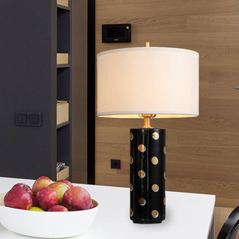 Testa leggera leggera del comino a tamburo 1 illuminazione da tavolo da letto leggera in bianco con base di cilindri