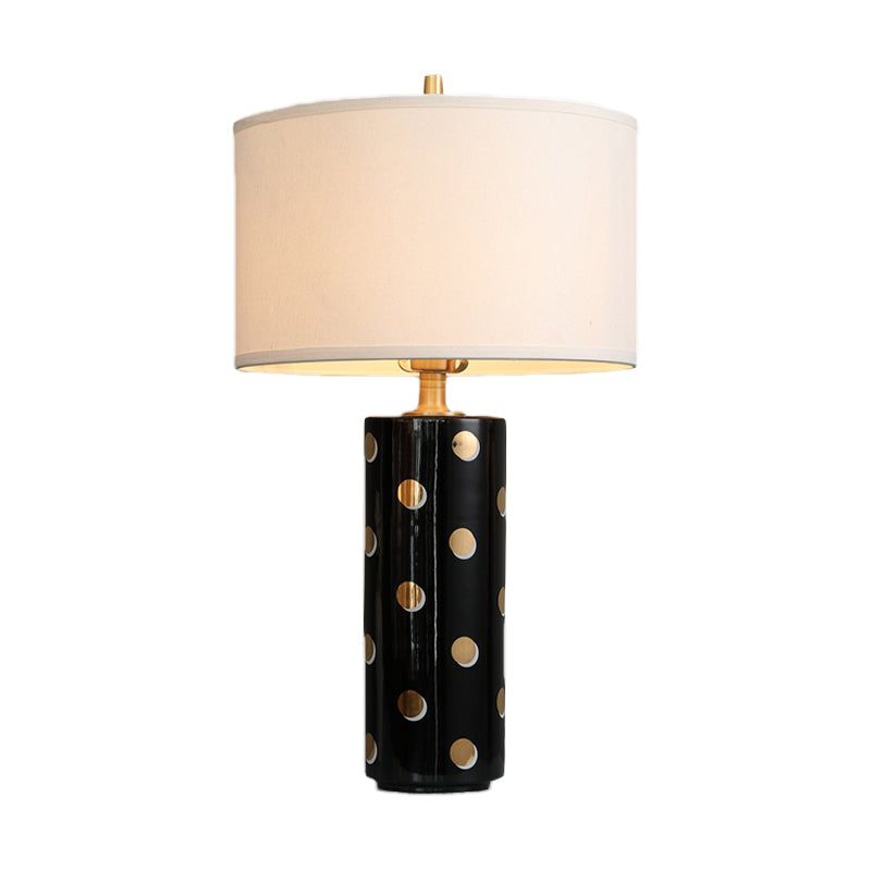 Testa leggera leggera del comino a tamburo 1 illuminazione da tavolo da letto leggera in bianco con base di cilindri