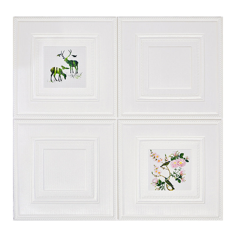 Modern Wall Panel Cartoon Print Peel and Stick Waterproof Wall Paneling