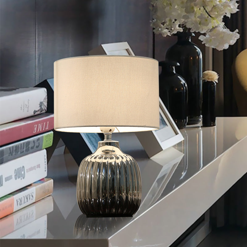 14 "/15" l 1 camera da letto lampadina illuminazione notturna ceramica minima tavolo da tavolo da tavolo con tessuto tamburo