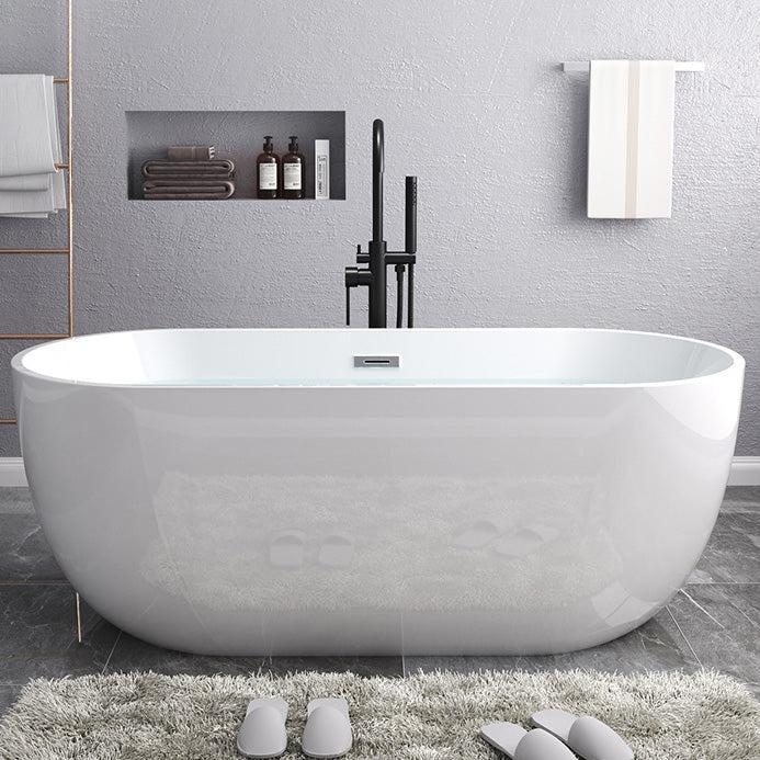 Acrylic Freestanding Bath Back to Wall Modern Oval White Bathtub