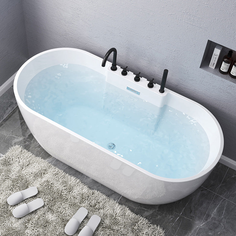 Acrylic Freestanding Bath Back to Wall Modern Oval White Bathtub
