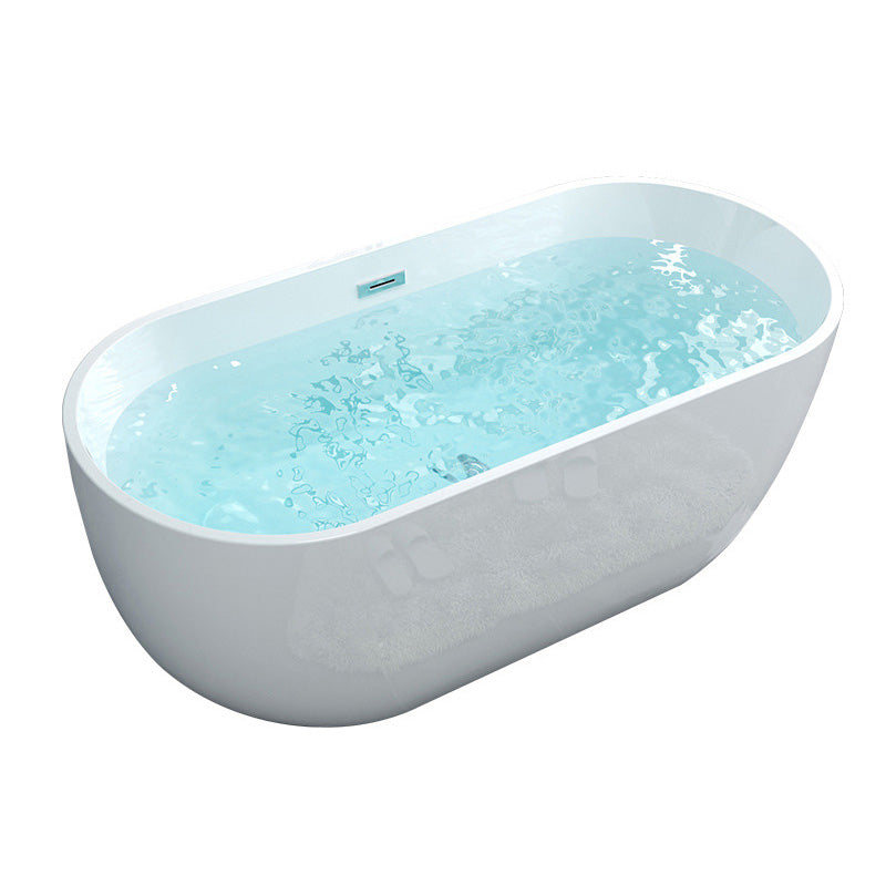 Acrylic Freestanding Bath Back to Wall Modern Oval White Bathtub