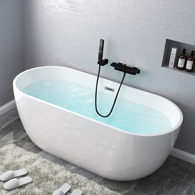 Acrylic Freestanding Bath Back to Wall Modern Oval White Bathtub