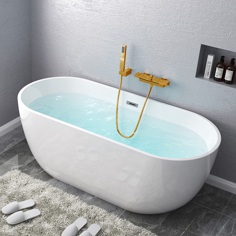 Acrylic Freestanding Bath Back to Wall Modern Oval White Bathtub