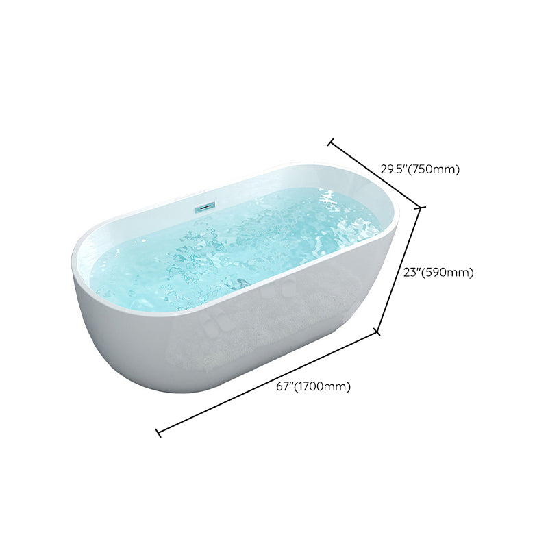 Acrylic Freestanding Bath Back to Wall Modern Oval White Bathtub