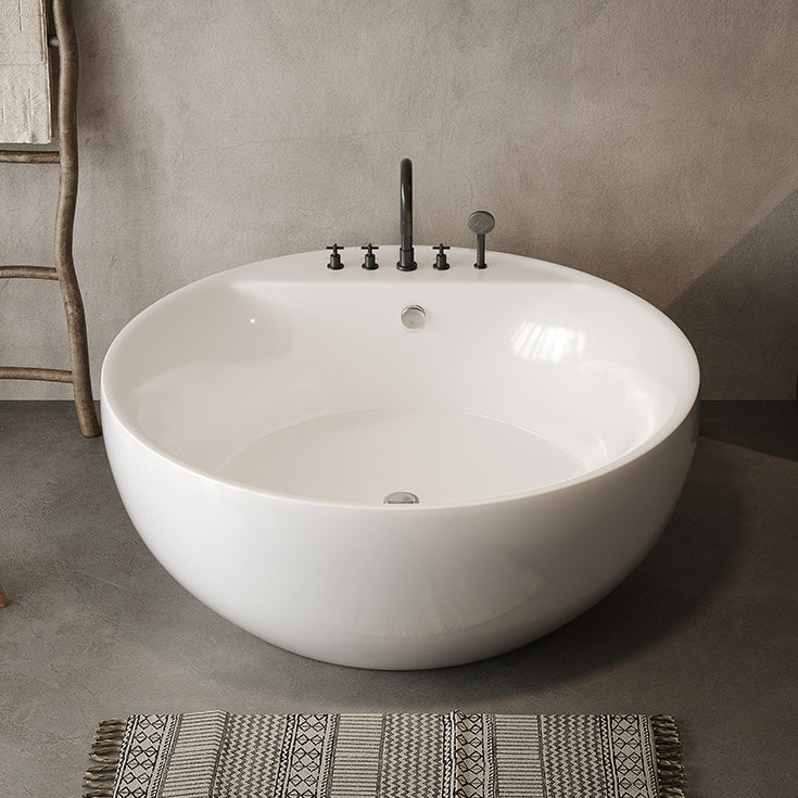 Soaking Antique Finish Round Bathtub Stand Alone Modern Bath Tub