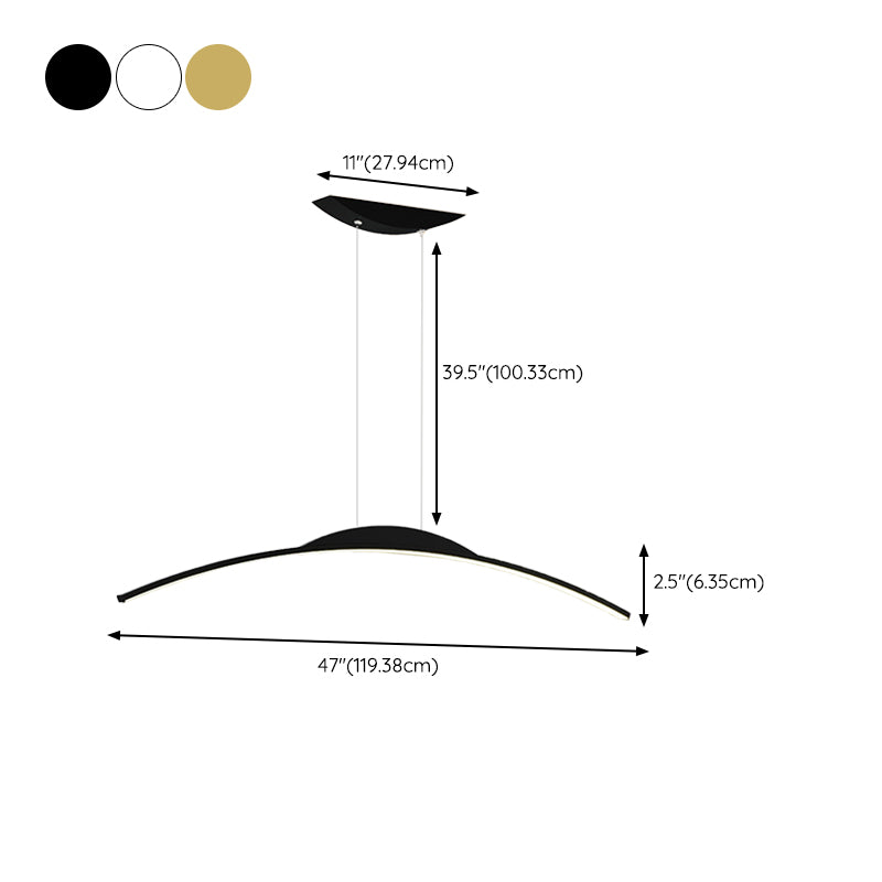 Linear Shape Metal Island Chandelier Modern Style 1-Light Island Ceiling Light