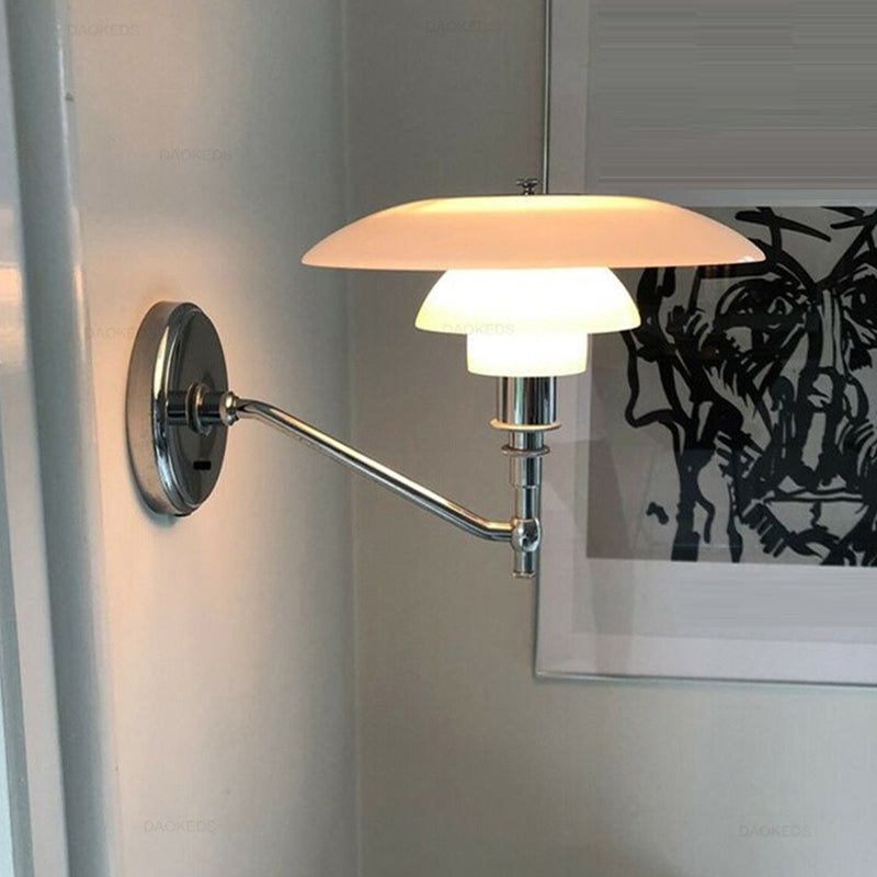 Simple Wall Light Fixture Household Wall Light Sconce with Glass Shade for Bedroom