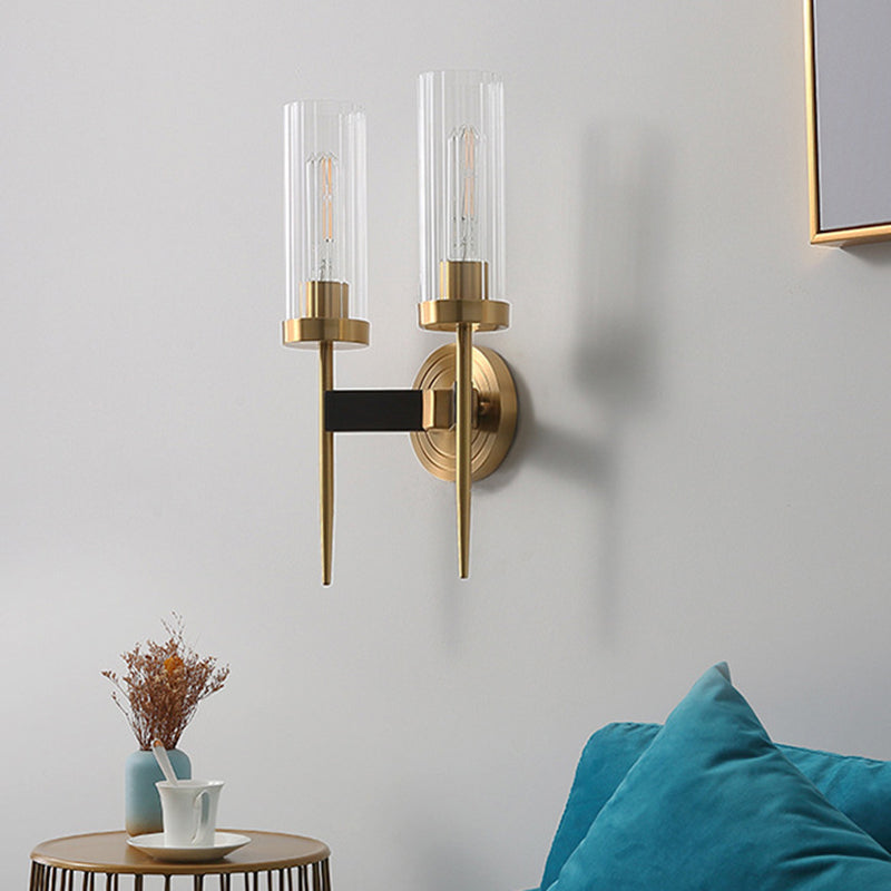 American Style Vanity Light Cylinder Shape Vanity Lamp with Glass Shade for Shower Room