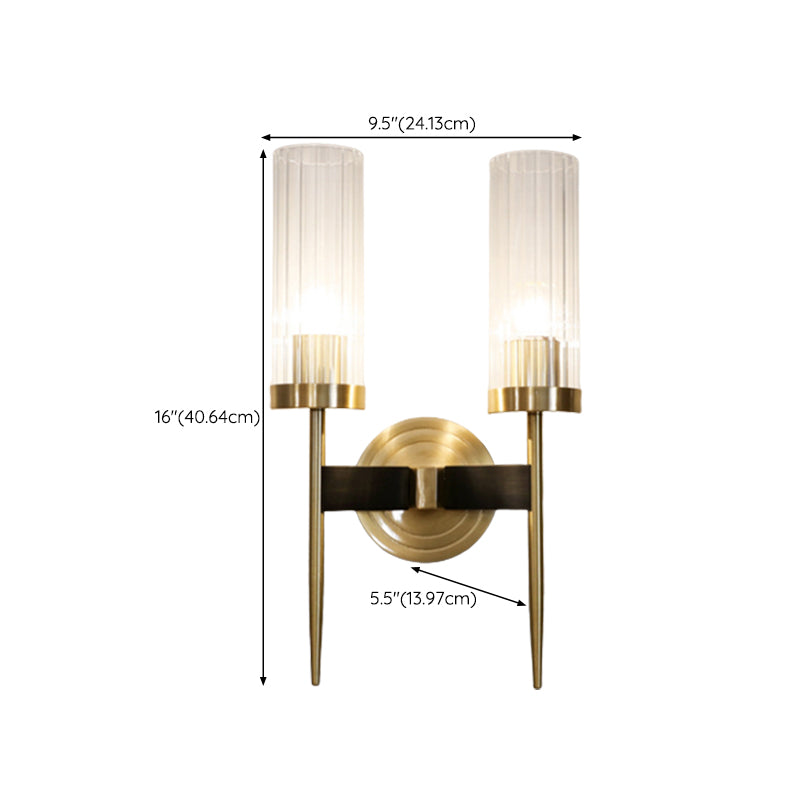 American Style Vanity Light Cylinder Shape Vanity Lamp with Glass Shade for Shower Room